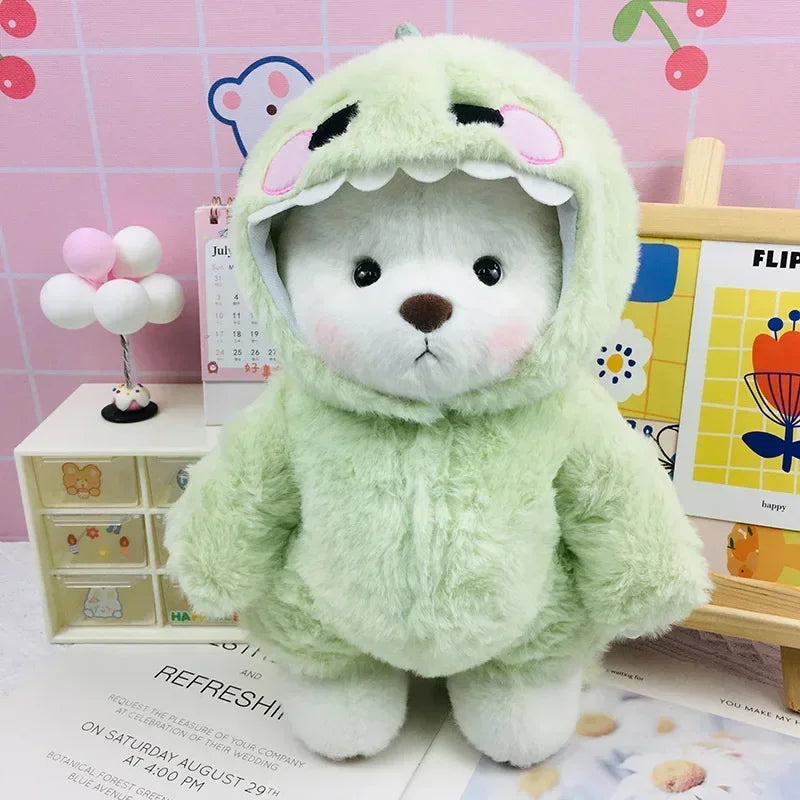 2025 New Model Kawaii 30cm Lena Joint Bear Plush Doll Doll in Teddy Bear One-piece Suit Girl Birthday Gift Christmas Gift