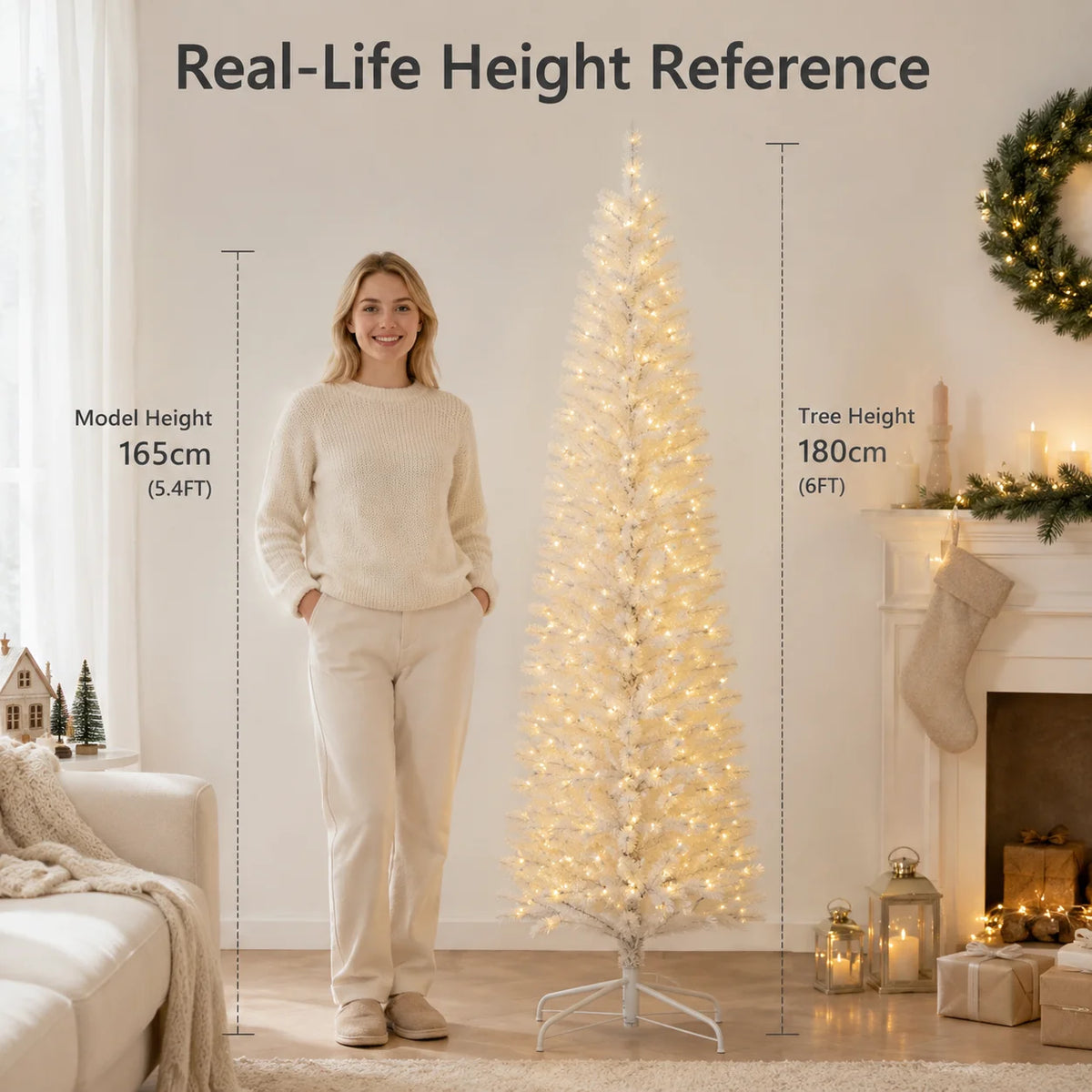 Artificial Christmas Tree PVC Pointed Head Pencil White Large Christmas Tree 1.2m To 2.1m Christmas Home Party Scene Decorations
