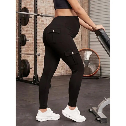 Maternity Clothing Leggings with Pockets Yoga Sports Pants Autumn Women's Casual Stretch Maternity Pants
