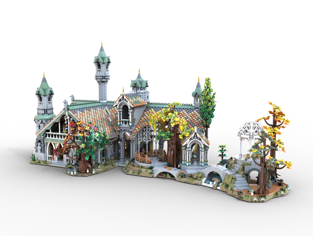 Rivendell House Castle Extension and Mountain Base Architecture Moc Building Blocks Model Assembly Toys Festival Christmas Gifts