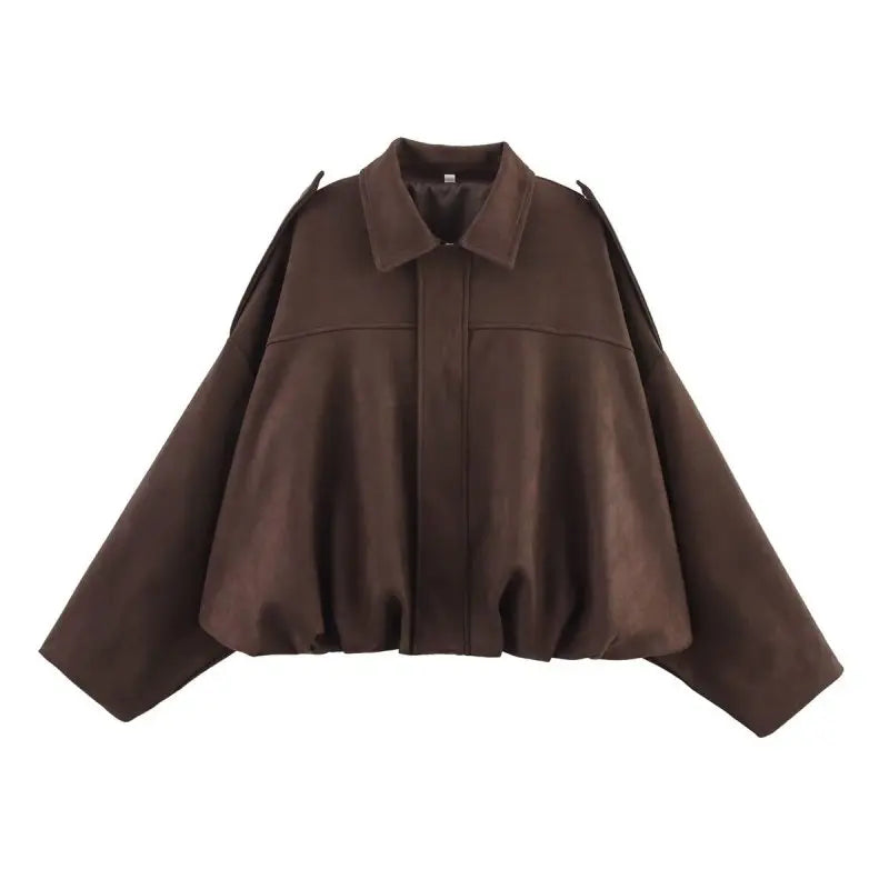 HH Women Elegant Party Jacket Loose Casual Office Coat Lapel Zipper Long Sleeve Vintage Autumn Vacation Winter Solid Outerwear