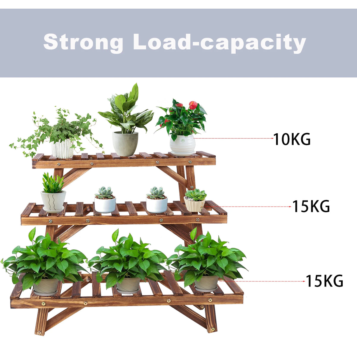 3 Tier Wood Plant Stand Display Rack Flower Pot Holder Planter Organizer for Home Garden Decor