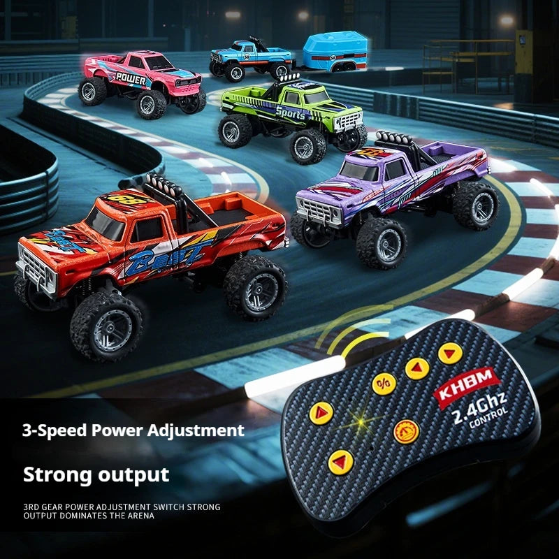 Mini 1:64 RC Car Monster Truck 2.4G Alloy Remote Control Off-Road Drift Racing with Led Light Adult Boys Toys Christmas Gifts