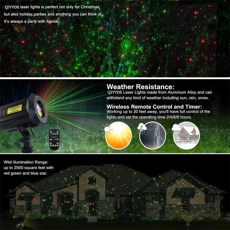 Full Sky Star Laser Projector Firefly Laser Light Landscape Lighting Christmas Party 10W  Stage Lights Outdoor Garden Lawn Lamp