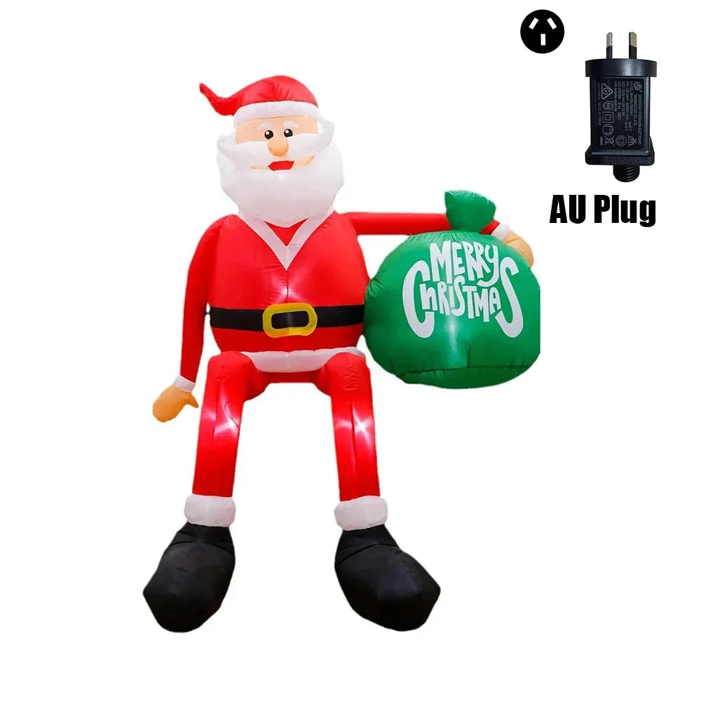8FT 245cm Christmas Inflatables Glowing Climbing Santa Claus with LED Outdoor Home Cafe Decoration Party Yard Xmas Decor
