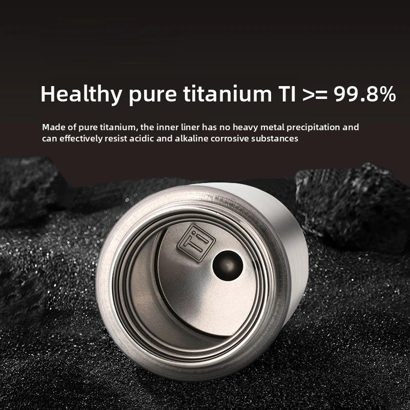 Pure Titanium Double Layer Water Bottle 480 ml Portable Small Capacity Thermal Pocket Cup for Outdoor Sports And Office