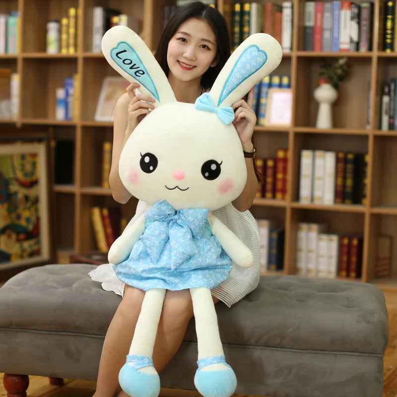 30-120cm Rabbit Plush Dolls Big Ear Bunny Plushie Soft Stuffed Animal Kawaii Skirt Rabbit Decor Christmas Girl Birthday Toy Gift
