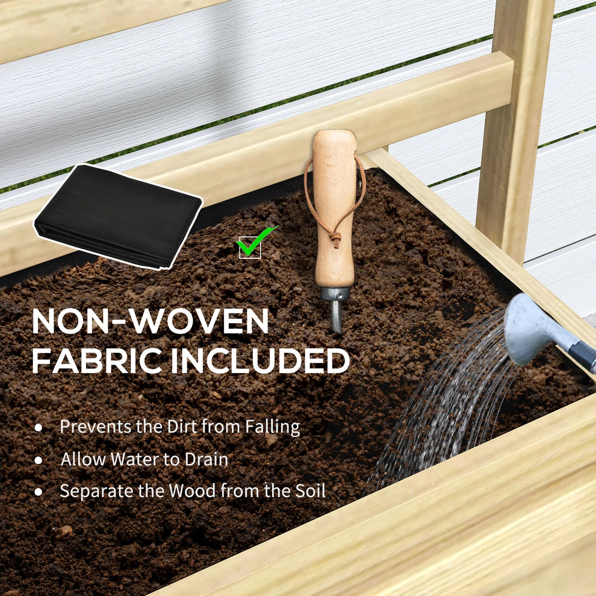 Wooden Raised Planter Box with Trellis, Raised Flower Bed with Storage Shelf, Outdoor Garden Planter for Vegetables, Flowers, Herbs