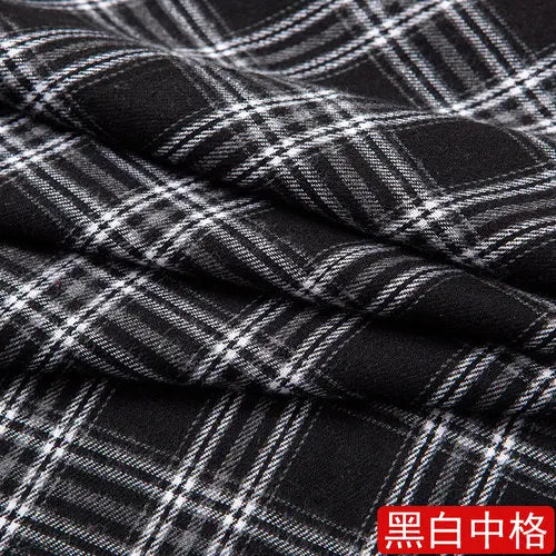 50cmBrushed Polyester Cotton Plaid Fabric 240gsm 1.45m Wide Soft Checkered Cloth for Spring Autumn Shirts, Skirts & DIY Sewing