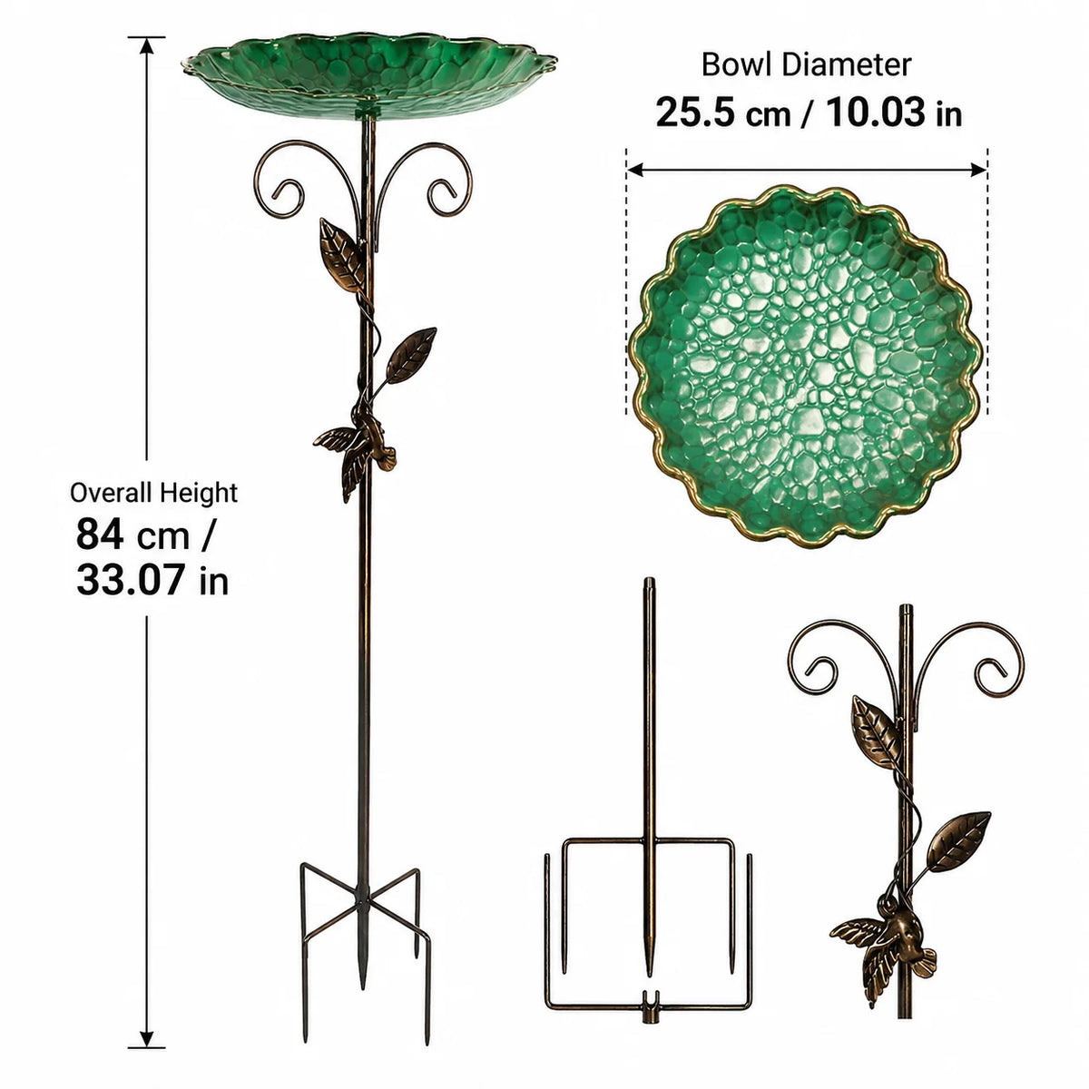 Retro Garden Bird Bath Bowl with Mosaic Design And Gold Leaf Accents Independent Feeder for Hummingbirds And Sparrows Durable No Electricity Required Outdoor Garden Decor