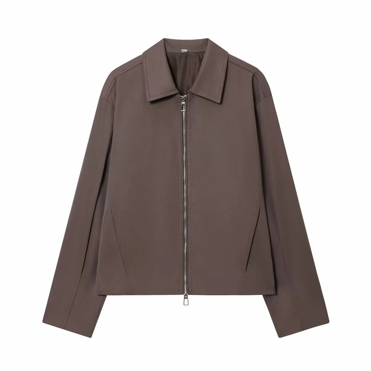 Women Casual Solid Zipper Coat Women Street Lapel Pockets Long Sleeve Simple Pleated Female Outwear Fashion Bomber Jacket