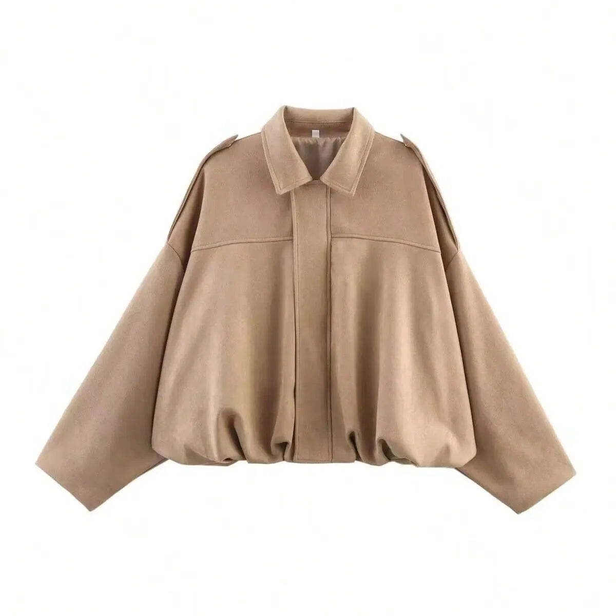 HH Women Elegant Party Jacket Loose Casual Office Coat Lapel Zipper Long Sleeve Vintage Autumn Vacation Winter Solid Outerwear