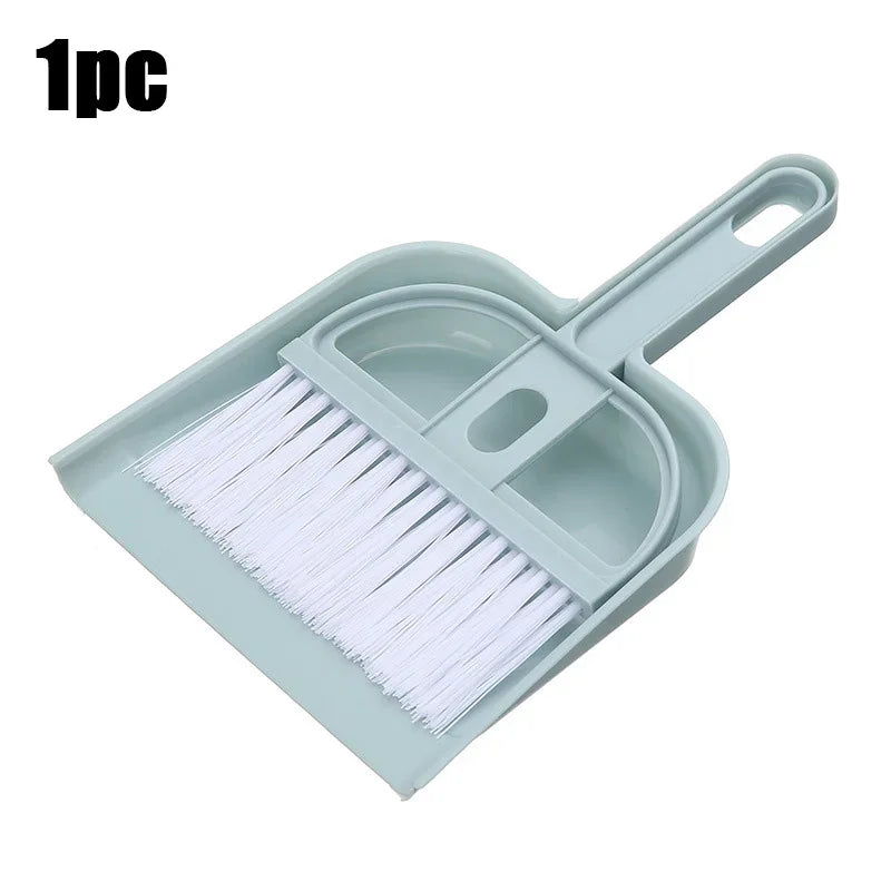 Christmas Gift Mini Desk Broom & Dustpan Set - Stocking Stuffers Cozy Home Desktop Cleaning Tool（blue/pink）