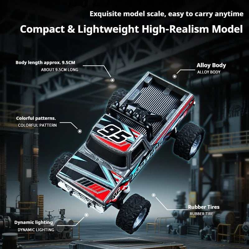 Mini 1:64 RC Car Monster Truck 2.4G Alloy Remote Control Off-Road Drift Racing with Led Light Adult Boys Toys Christmas Gifts
