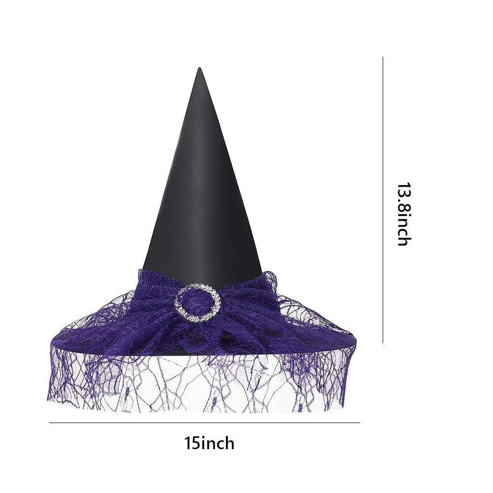 Halloween Witch Hat Black Large Ruched Witch Hat Cosplay Party Prop Halloween Dress Up Party Supplies
