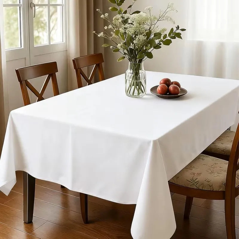 6-Piece Set -60 X 102 Inches White Tablecloth Suitable for Rectangular Tables, Reusable and Washable, Suitable for Tables 6-8 Feet Tall, Polyester Tablecloth, Suitable for Weddings, Parties, Banquets, Festivals, Halloween, Ch