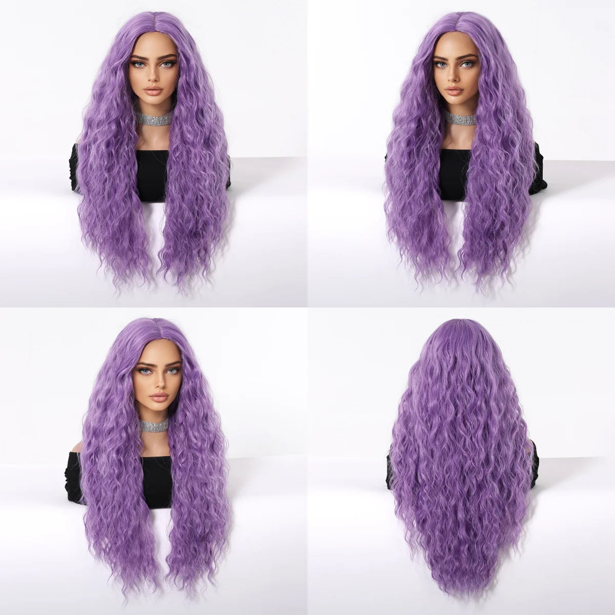 Long Curly Purple Hair Wig Deep Wavy Purple Wig For Fashion Women High Quality Synthetic Wig Party Cosplay Christmas Use 26 Inch