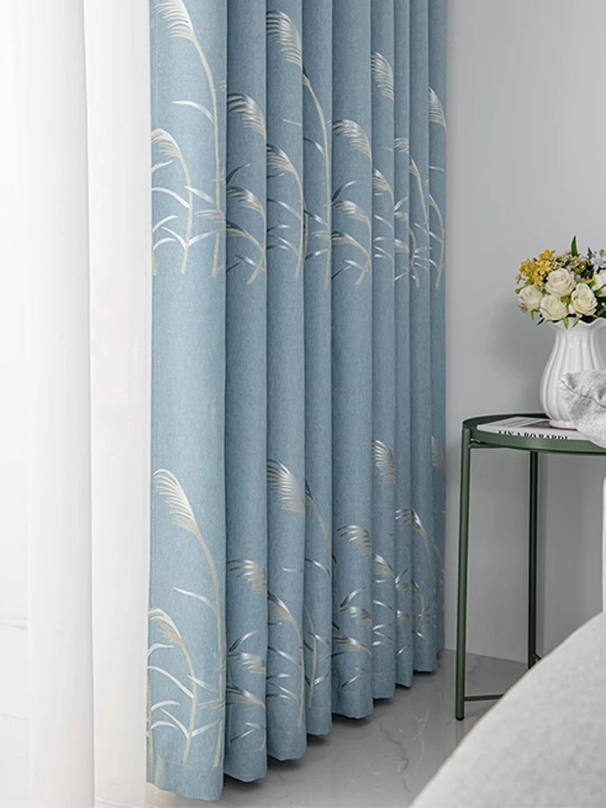 1pc Modern minimalist blue patterned blackout curtains, suitable for living rooms, bedrooms, Light Blocking, breathable