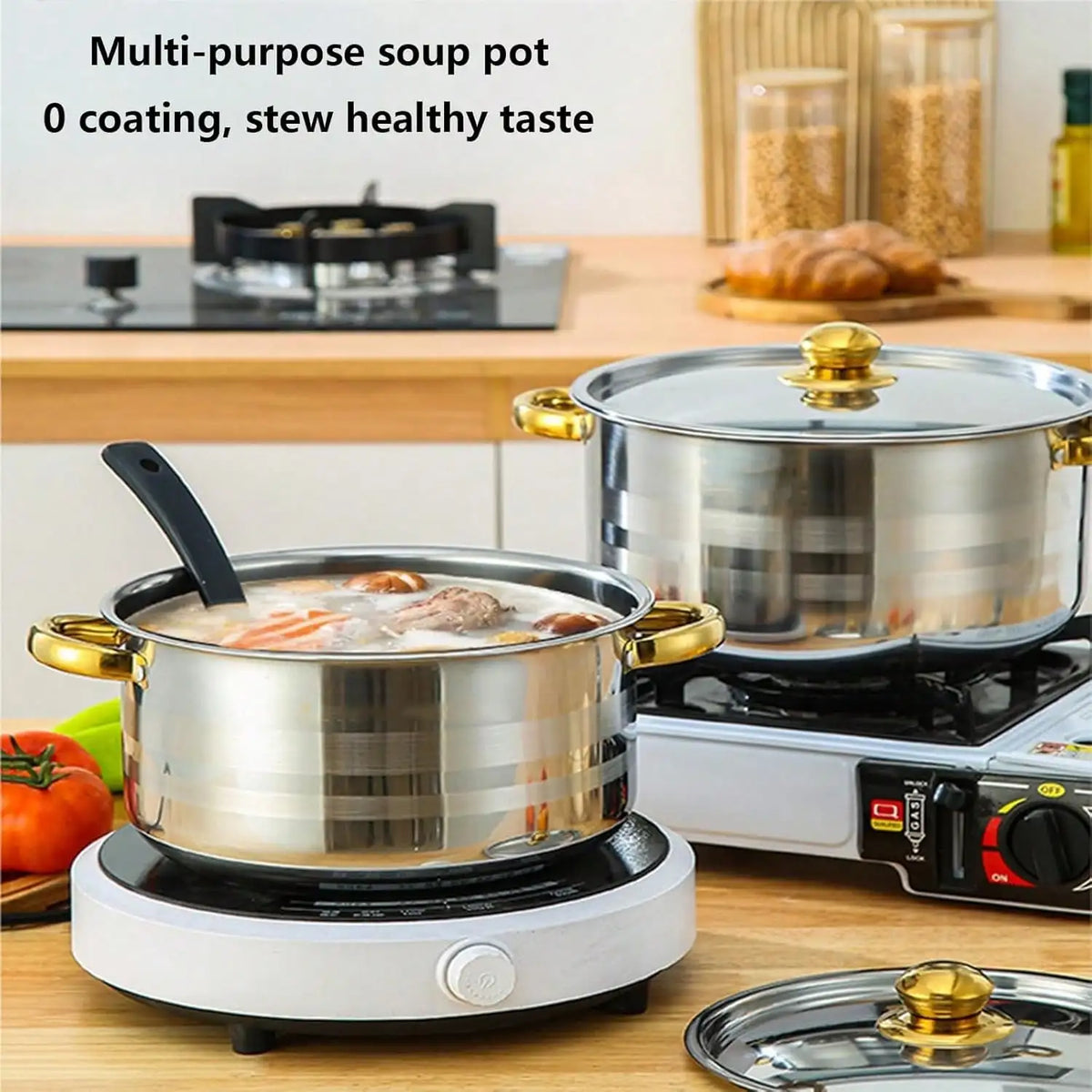 TAIMASI [10pcs Stainless Steel Pot Set] 10pcs Stainless Steel Pot Set, Multi-Size Cooking Pots With 5 POTS + 5 LIDS | Deep Stock Pot, Suitable For Home And Restaurant Cooking, Soups, Hot Pots, Noodles, Pasta, Seafood Soups Ch