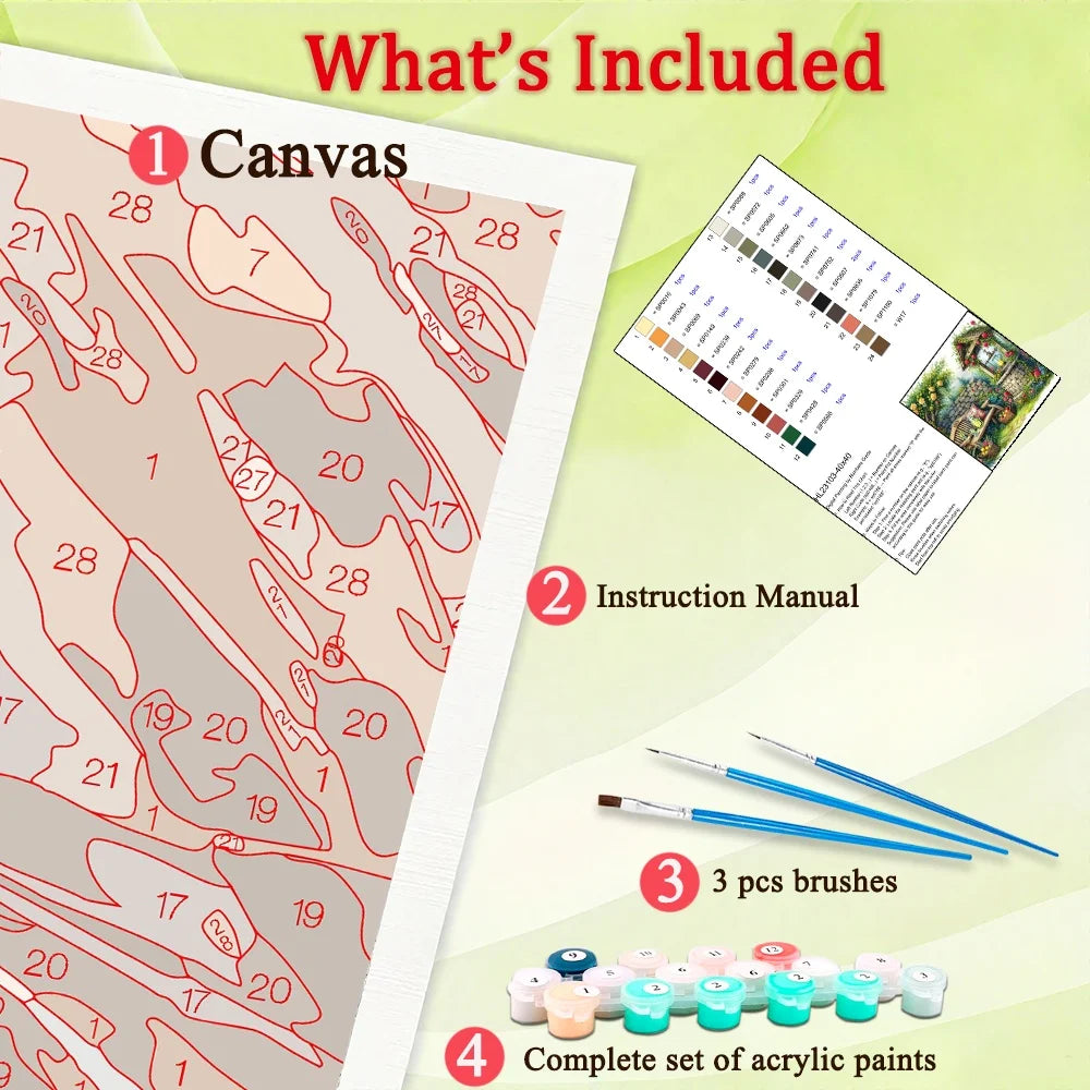 Garden Scenery Diy Art Paint By Numbers For Adult Craft Kit HandPainted On Canvas Valentines Gift Home Decor