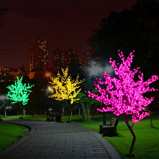Waterproof Artificial LED Cherry Tree Night Light 1.5M-3M New Year Christmas Wedding Garden Decoration Light