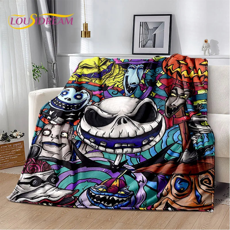 The Nightmare Before Christmas Jack Cartoon Blanket,Flannel Soft Throw Blanket for Home Bedroom Bed Sofa Picnic Office Kid Gift