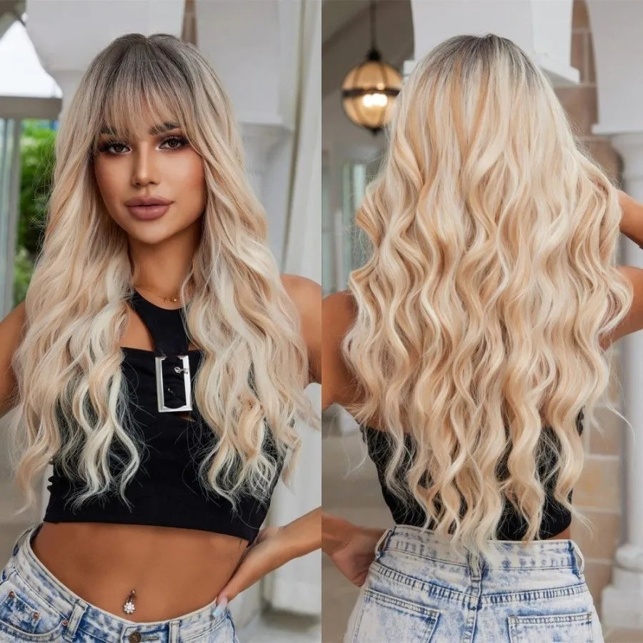 Long Curly Purple Hair Wig Deep Wavy Purple Wig For Fashion Women High Quality Synthetic Wig Party Cosplay Christmas Use 26 Inch