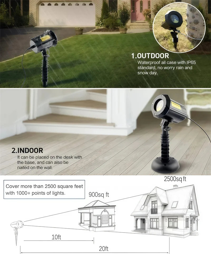 Full Sky Star Laser Projector Firefly Laser Light Landscape Lighting Christmas Party 10W  Stage Lights Outdoor Garden Lawn Lamp