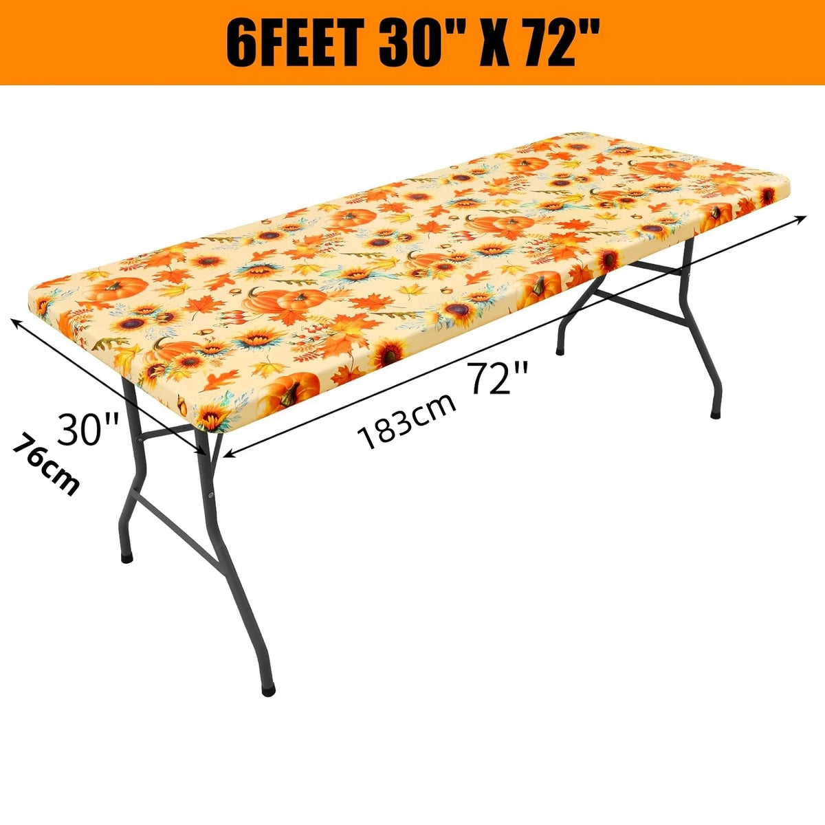 Waterproof PVC Flannel Table Cover Elastic Fitted Tablecloth Floral Pumpkin Christmas Pattern Dining Party Decoration