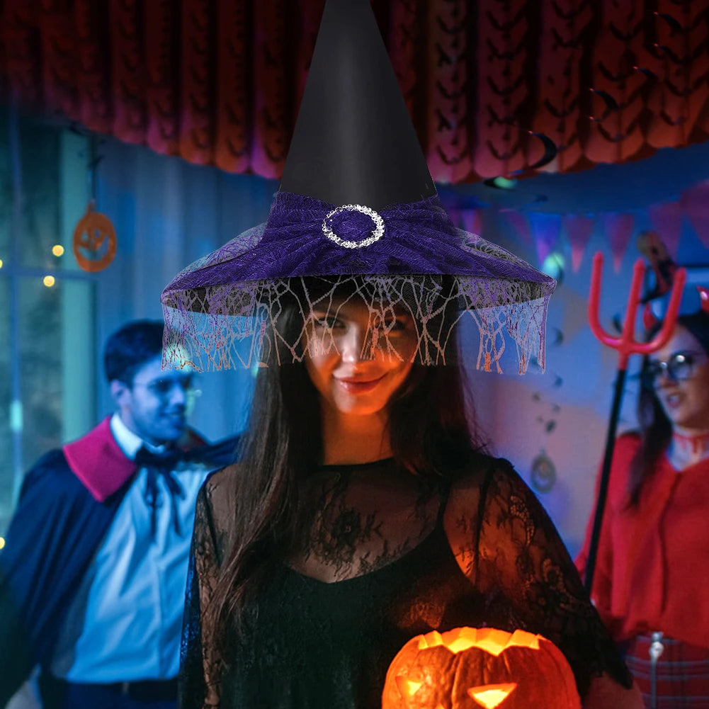 Halloween Witch Hat Black Large Ruched Witch Hat Cosplay Party Prop Halloween Dress Up Party Supplies