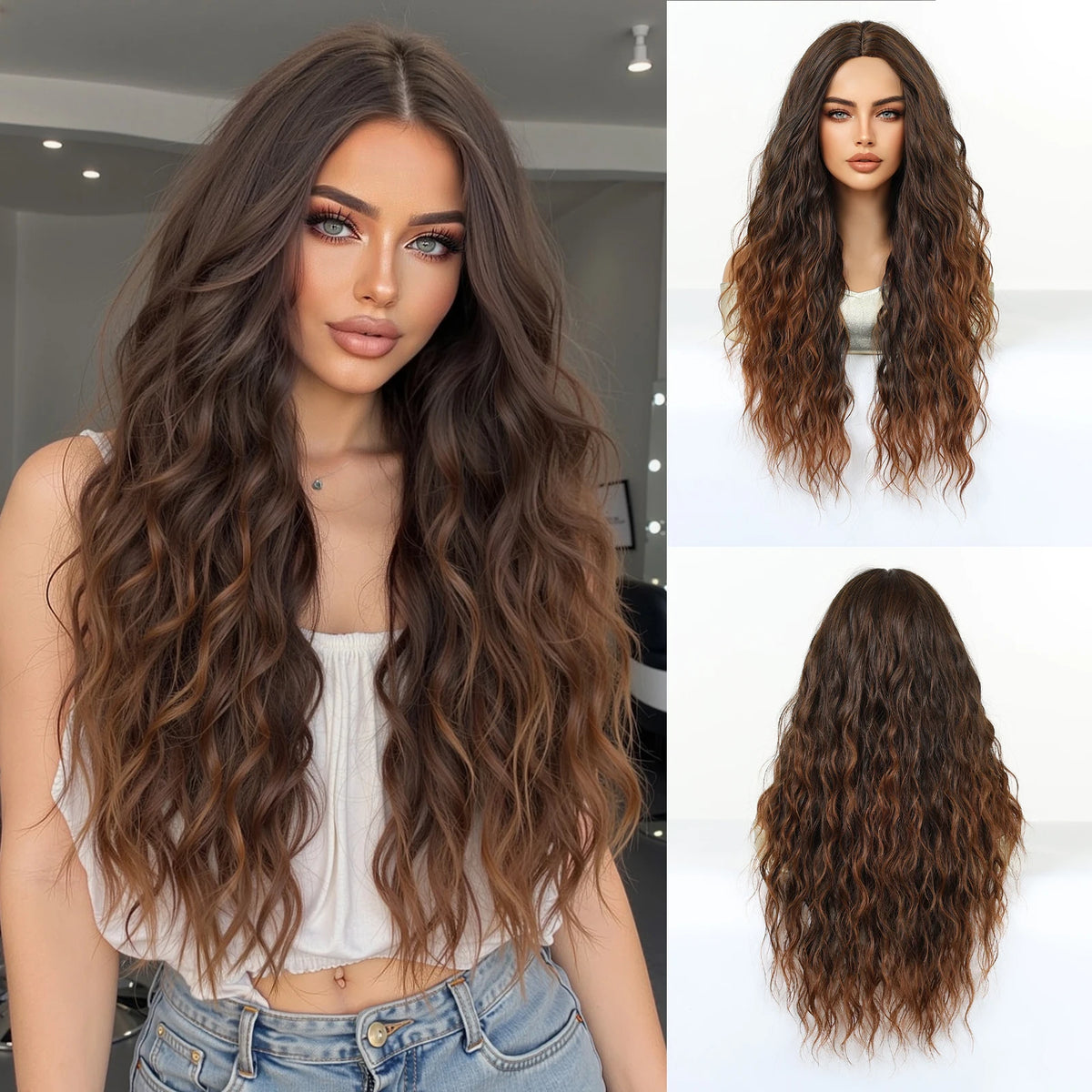 Long Curly Purple Hair Wig Deep Wavy Purple Wig For Fashion Women High Quality Synthetic Wig Party Cosplay Christmas Use 26 Inch