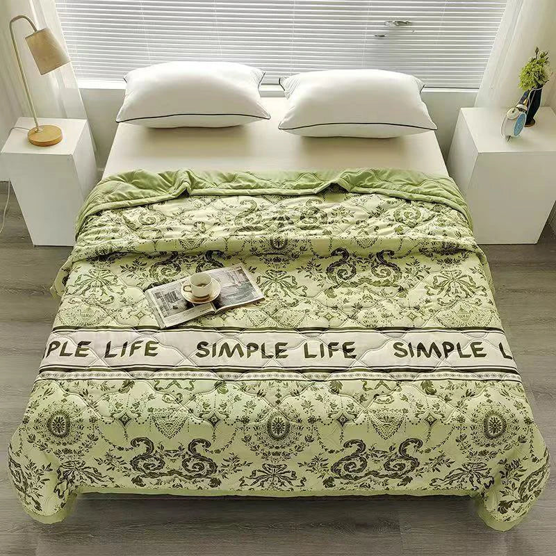Cool Refreshing Soft Summer Quilt Skin Friendly Breathable Flower Printing Air Conditioner Blanket Thin Well-vetilated Comforter